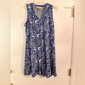 Michael Kors Blue Paisley Sleeveless V-Neck Maxi Dress